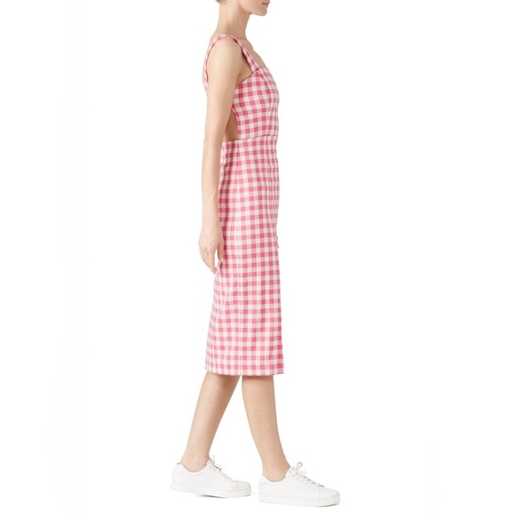 Finders Keepers Gingham Gigi Pink and White Midi Sheath Slit Dress Fuchsia Check - Picture 2 of 12